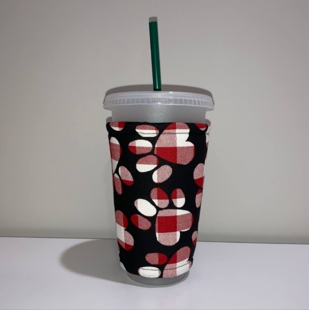 Paw Print Iced Coffee Cozy